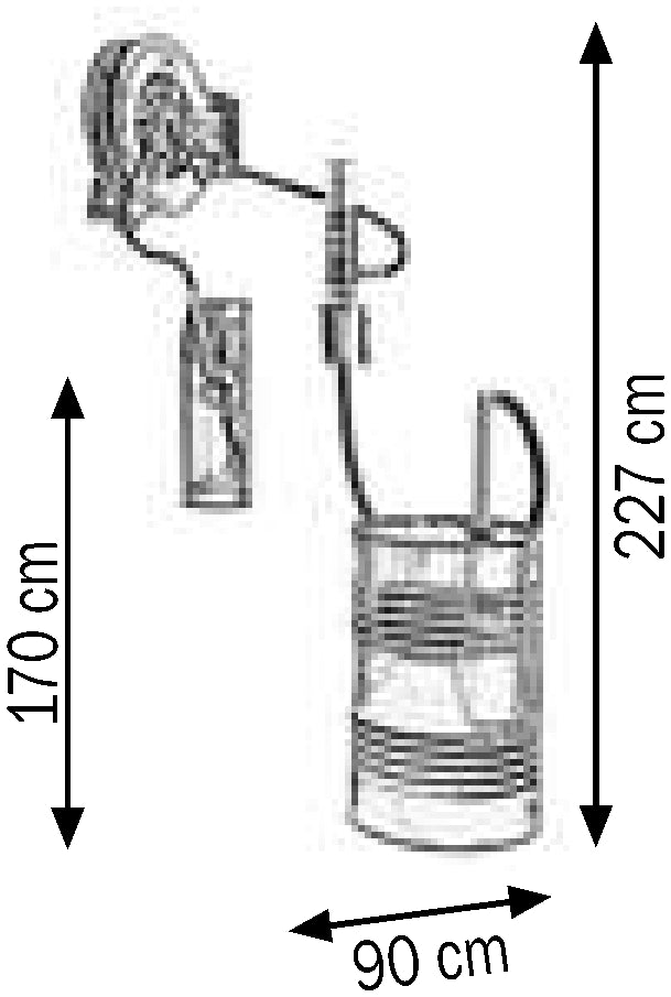 Bemaßte Zeichnung: Lubritek Wandmontage-Ölset mit hoher Förderleistung für Fässer 180–220 l – R=3:1 · 40 l/min