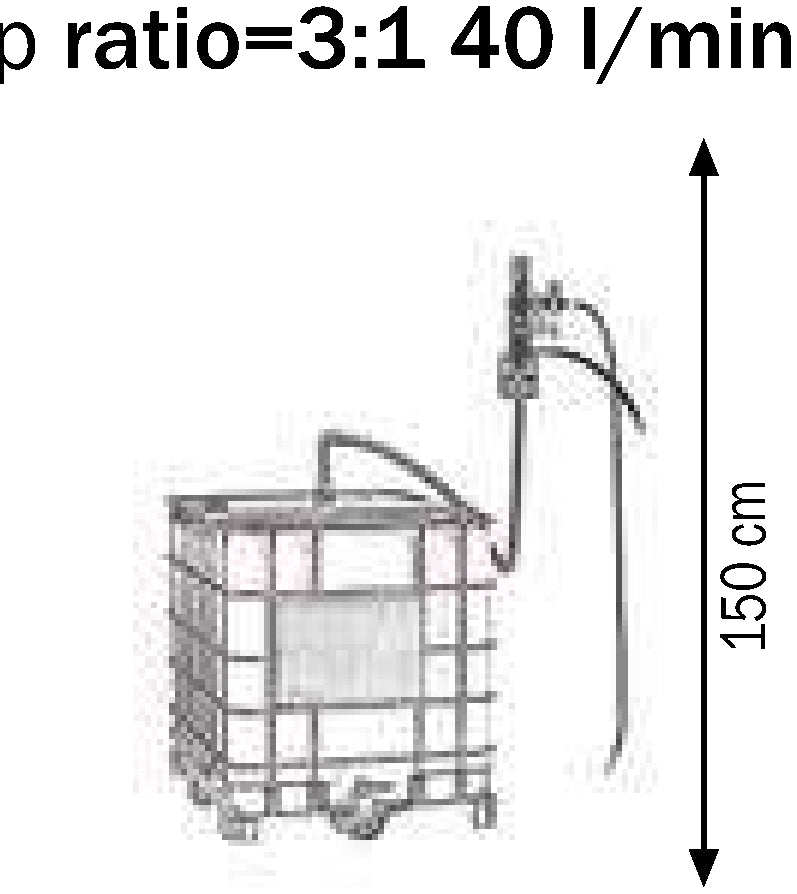 Bemaßte Zeichnung: Lubritek Wandmontage-Ölset für IBC-Tanks 1000 l – hohe Förderleistung