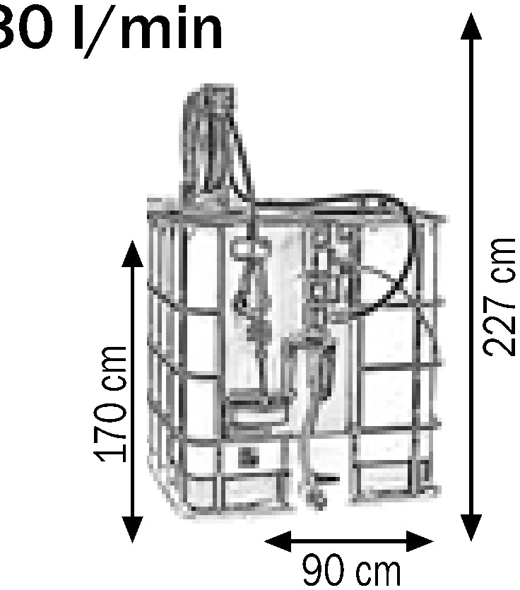 Bemaßte Zeichnung: Lubritek Ölset für IBC-Tanks 1000 l mit frontseitiger Pumpe