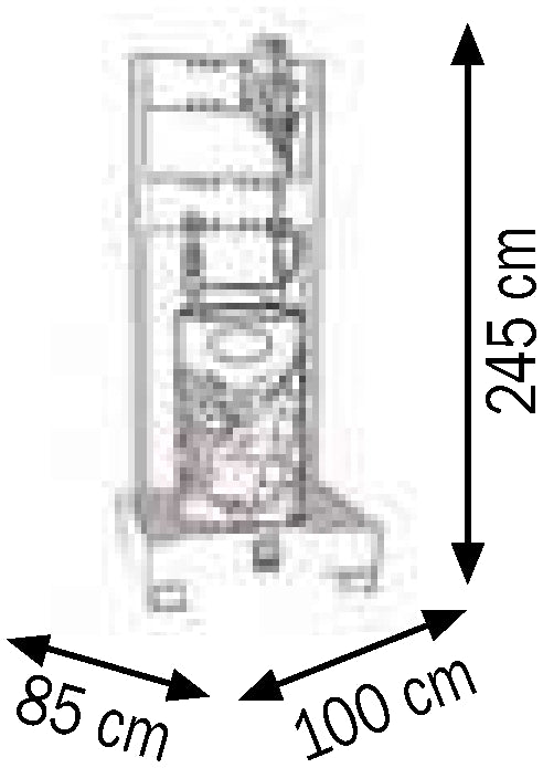 Bemaßte Zeichnung: Lubritek Komplette Ölverteilanlage für 1 Fass 180–220 l – mit Schlauchaufroller 10,0 m