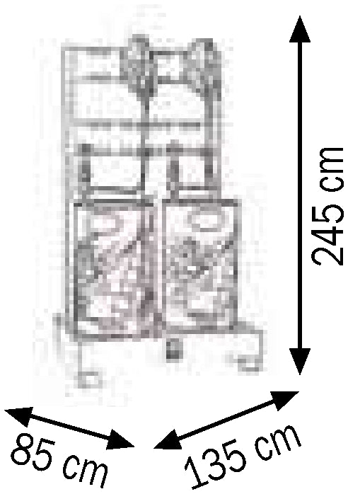 Bemaßte Zeichnung: Lubritek Komplette Ölverteilanlage für 2 Fässer 180–220 l – mit Schlauchaufroller 10,0 m