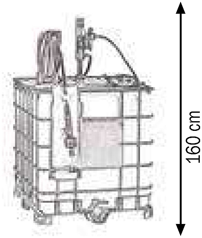 Bemaßte Zeichnung: Lubritek Umfüllkit für Frostschutzmittel – für 1000-l-IBC