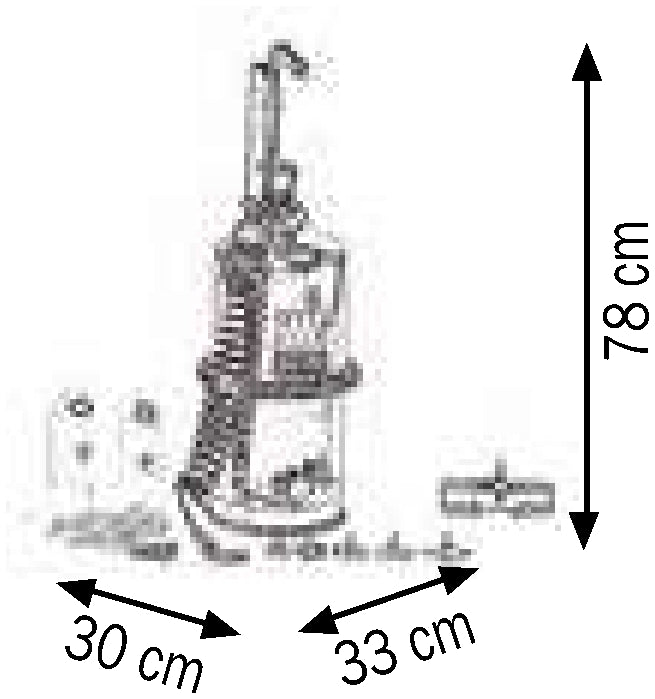 Bemaßte Zeichnung: Lubritek Bremsen- und Kupplungsentlüfter Edelstahl – zwei Kammern, 10 l, mit Adaptersatz Mod. 1-4-6-9-18-25
