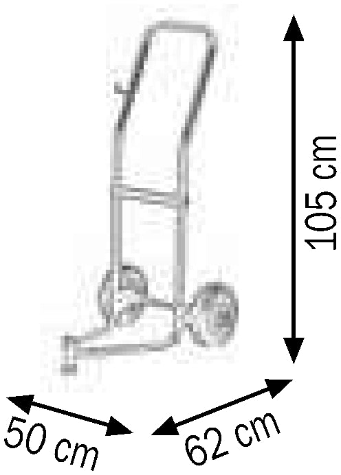 Bemaßte Zeichnung: Lubritek Fahrwagen für Fettgebinde 16–220 kg – 50–60 kg, 2 Räder
