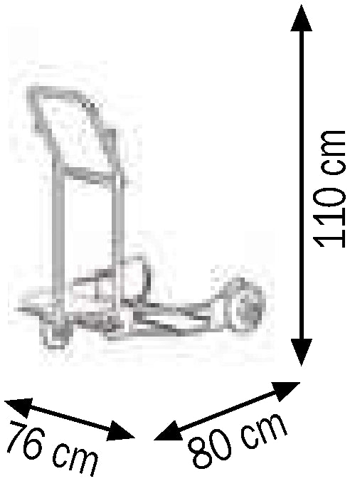 Bemaßte Zeichnung: Lubritek Fahrwagen für Fettgebinde 16–220 kg – 180–220 kg, 3 Räder
