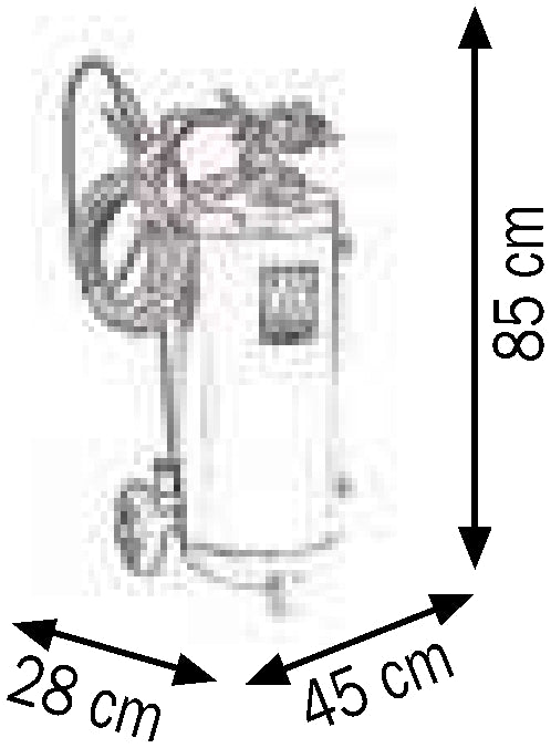 Bemaßte Zeichnung: Lubritek Drucksprüher Edelstahl AISI 304 – 50 l mit Schaumaufsatz
